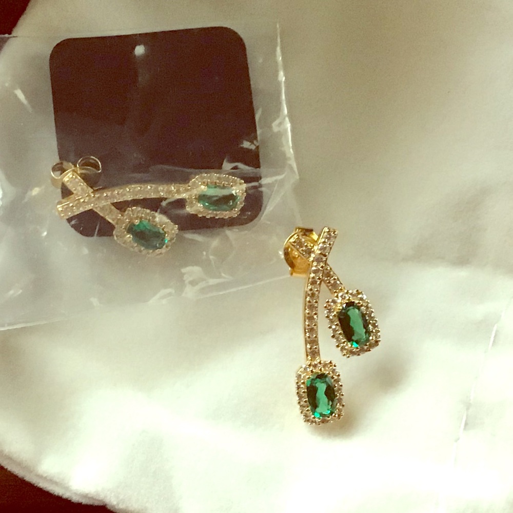 Diamonique 14K Gold-Plated Earrings